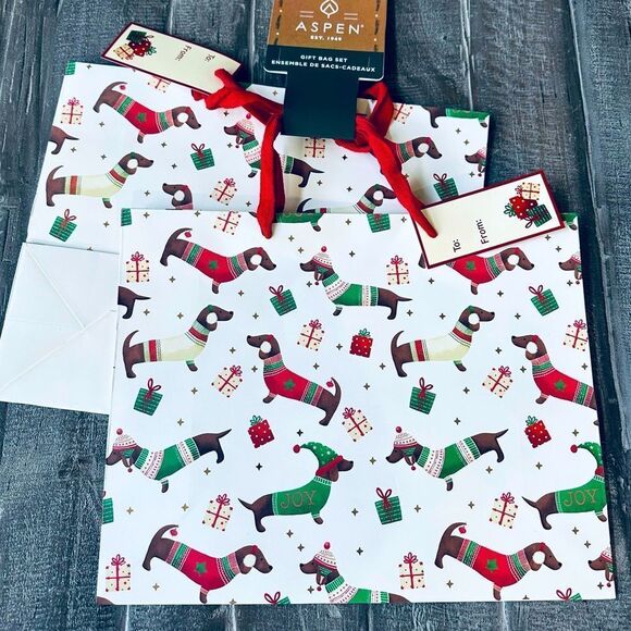 Christmas Dachshund Sweater Dog Holiday Gift Bags Set - Picture 1 of 4